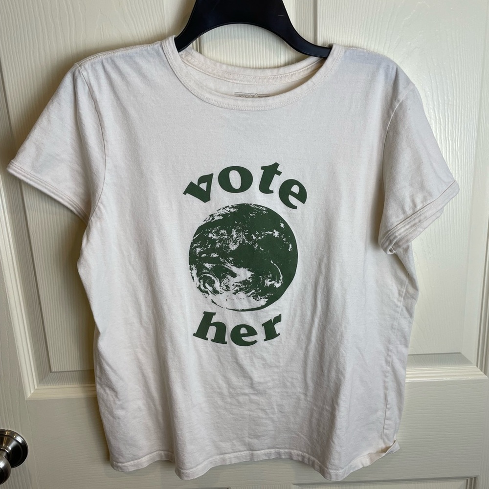 Patagonia Vote Her Graphic Tee off white and green large
